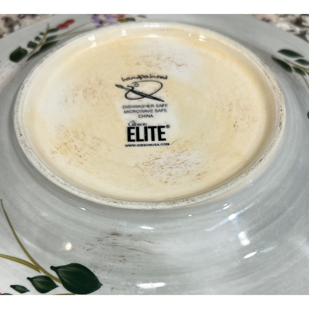 2 Gibson Elite Salad/Dinner Plate Wildflower Whisper Ceramic 8" Hand Painted - Picture 7 of 11